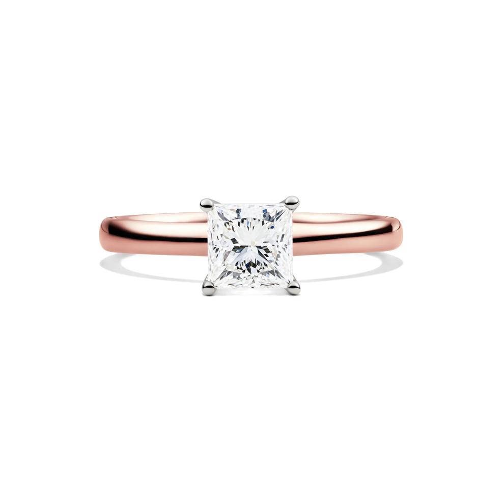 Diamond Princess Cut Solitaire Engagement Ring in 14K Rose Gold (1 ct.) – Image 1 of 5