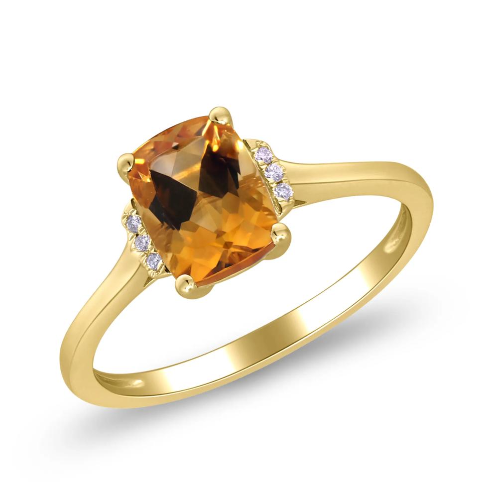 Citrine &amp; Diamond Accent Ring in 10K Yellow Gold – Image 4 of 4