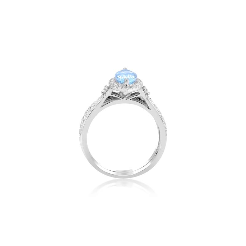Marquise-Cut Aquamarine and Diamond Ring in 14K White Gold &#40;1/2 ct. tw.&#41; – Image 3 of 4