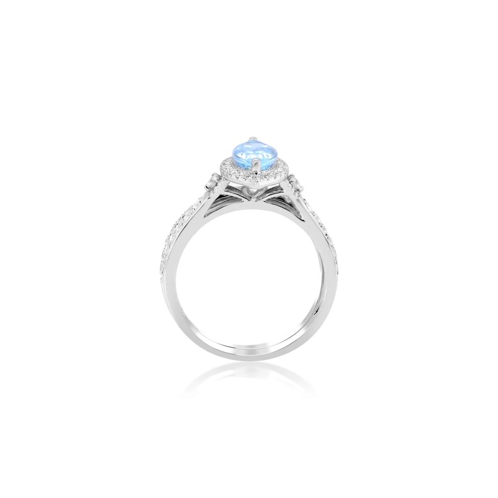 Marquise-Cut Aquamarine and Diamond Ring in 14K White Gold (1/2 ct. tw.) – Image 3 of 4