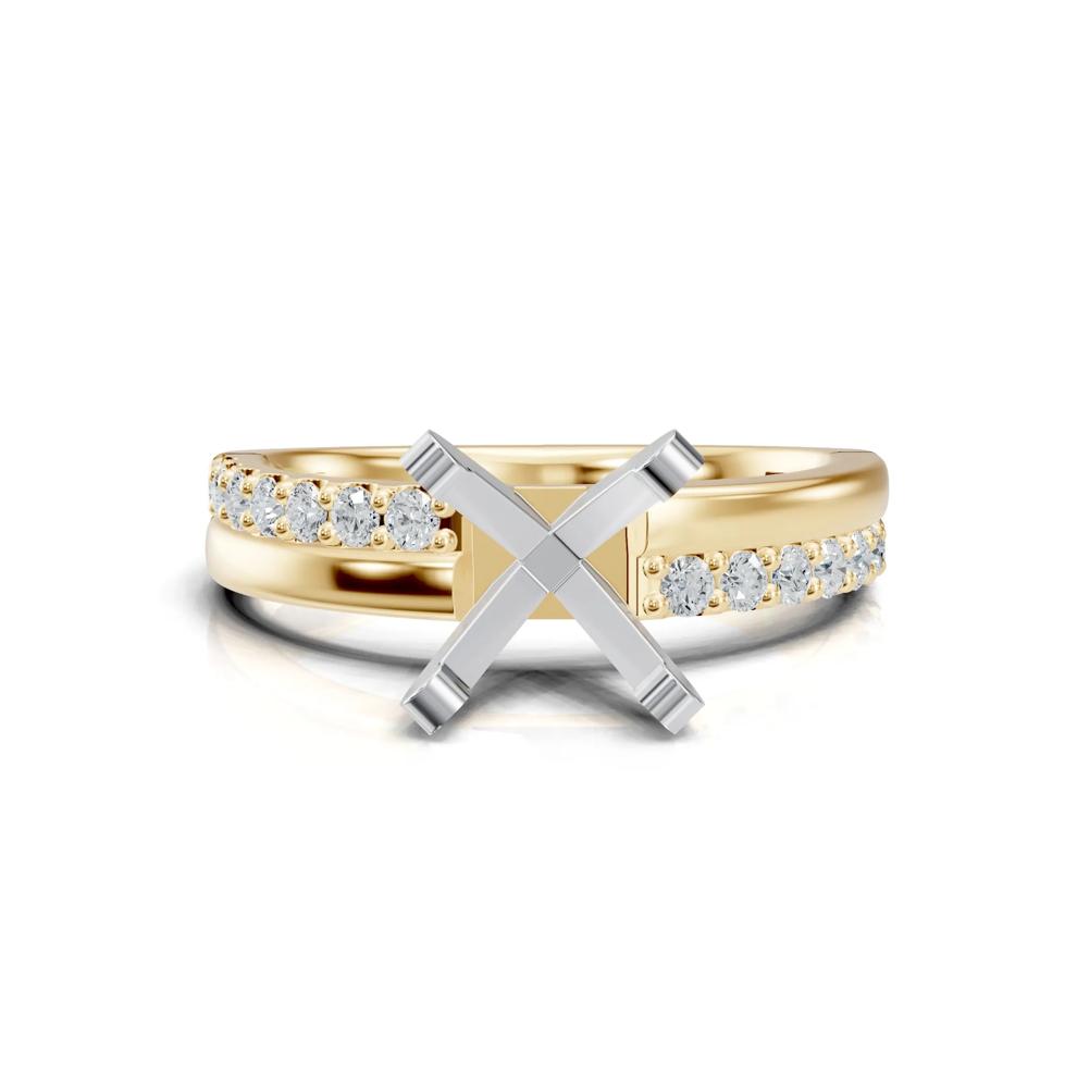 Lab Grown Diamond Semi-Mount Engagement Ring in 14K Yellow and White Gold (1/3 ct. tw.) – Image 1 of 6