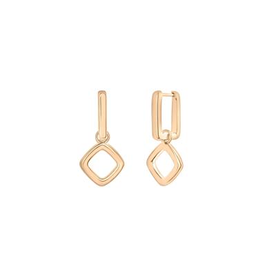 Diamond-Shaped Drop Convertible Hoops in Vermeil