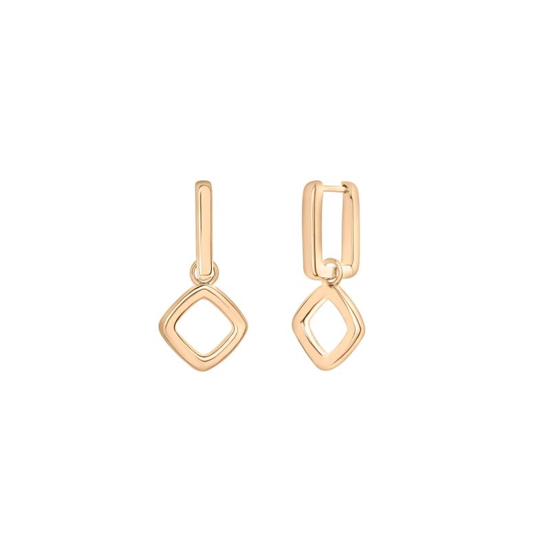 Diamond-Shaped Drop Convertible Hoops in Vermeil – Image 1 of 3