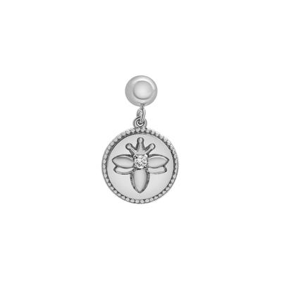 Diamond Accent Bee Disc Bead Charm in Sterling Silver