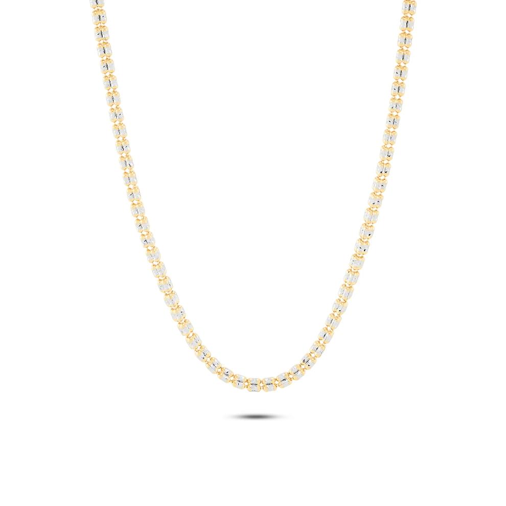 Polished Diamond-Cut Iced Chain in 10K Yellow &amp; White Gold, 1.3mm, 18" – Image 1 of 4