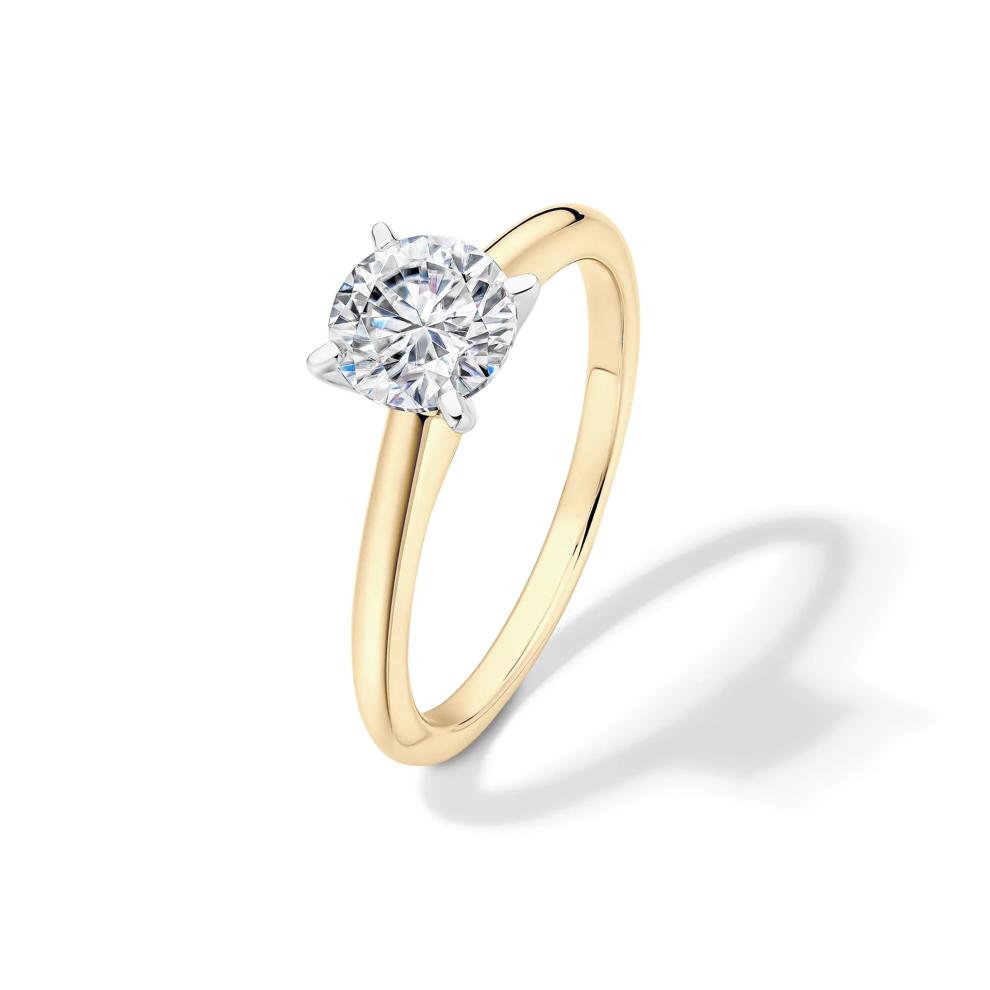 Lab-Created Moissanite Round Solitaire Ring in 10K Yellow Gold (1 ct. dew) – Image 4 of 4