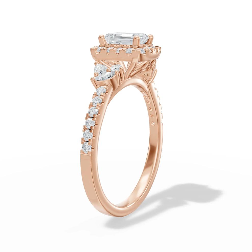 Diamond Emerald Center Halo Engagement Ring in 10K Rose Gold (1 ct. tw.) – Image 3 of 4
