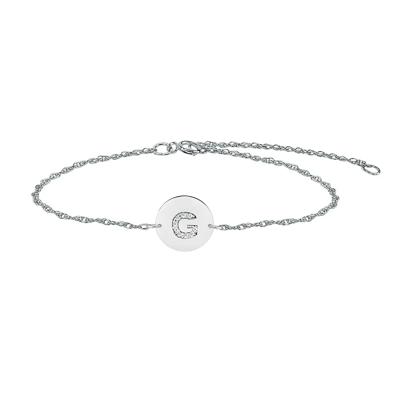 personalized diamond initial disc bracelet