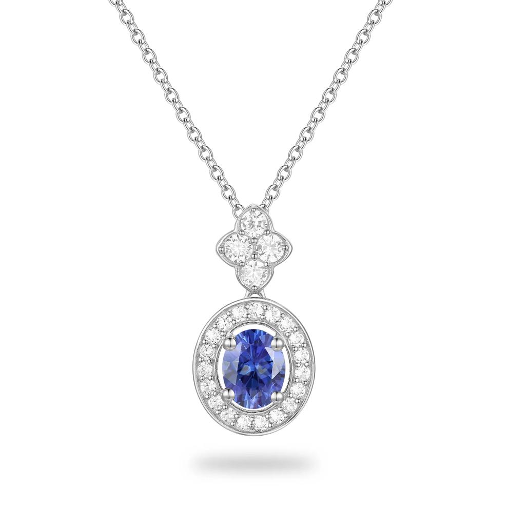 Tanzanite &amp; Diamond Pendant Necklace in 10K White Gold (1/5 ct. tw.) – Image 2 of 4