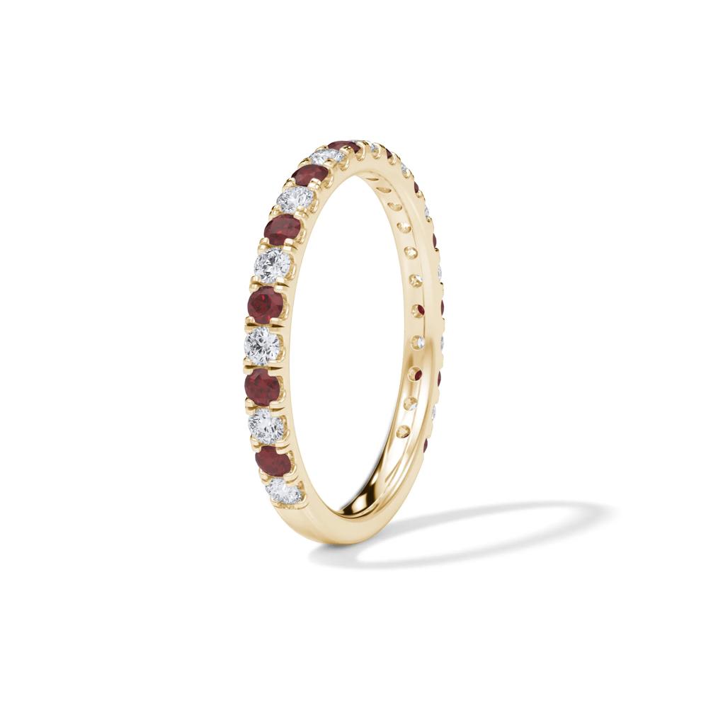 Lab Grown Diamond &amp; Lab-Created Ruby Anniversary Band in 14K Yellow Gold (1/3 ct. tw.) – Image 3 of 4