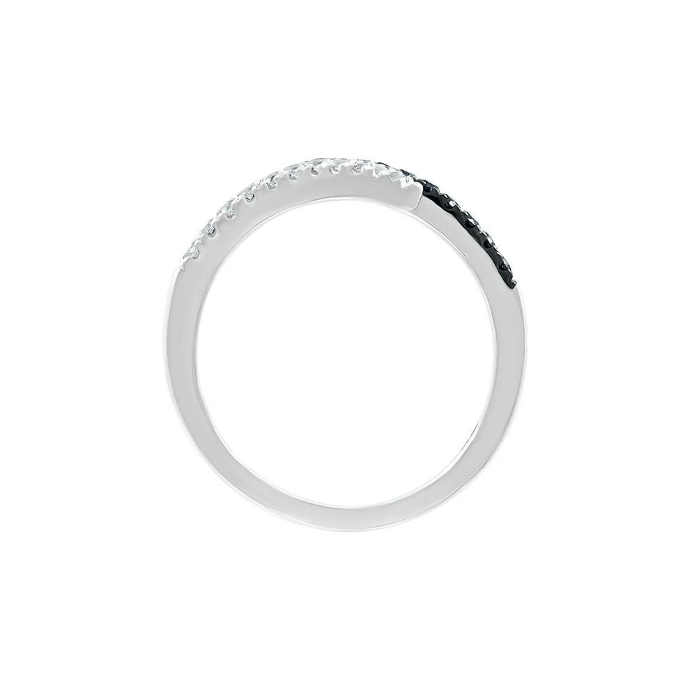 Open Bypass Ring with Black &amp; White Diamonds in Sterling Silver (1/6 ct. tw.) – Image 2 of 5