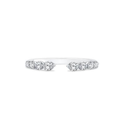 Lab Grown Diamond Round Open Cuff Anniversary Band in 14K White Gold (1/2 ct. tw.)
