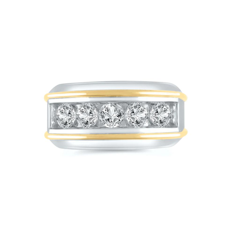 Lab Grown Diamond Five-Stone Wedding Ring in 14K White and Yellow Gold (2 ct. tw.) – Image 1 of 4