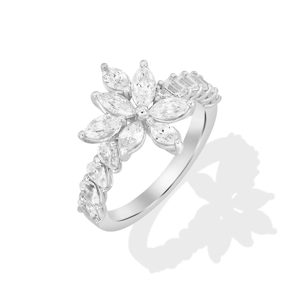 Lab Grown Diamond Marquise Floral Center Engagement Ring in 10K White Gold (1 3/4 ct. tw.) – Image 4 of 4