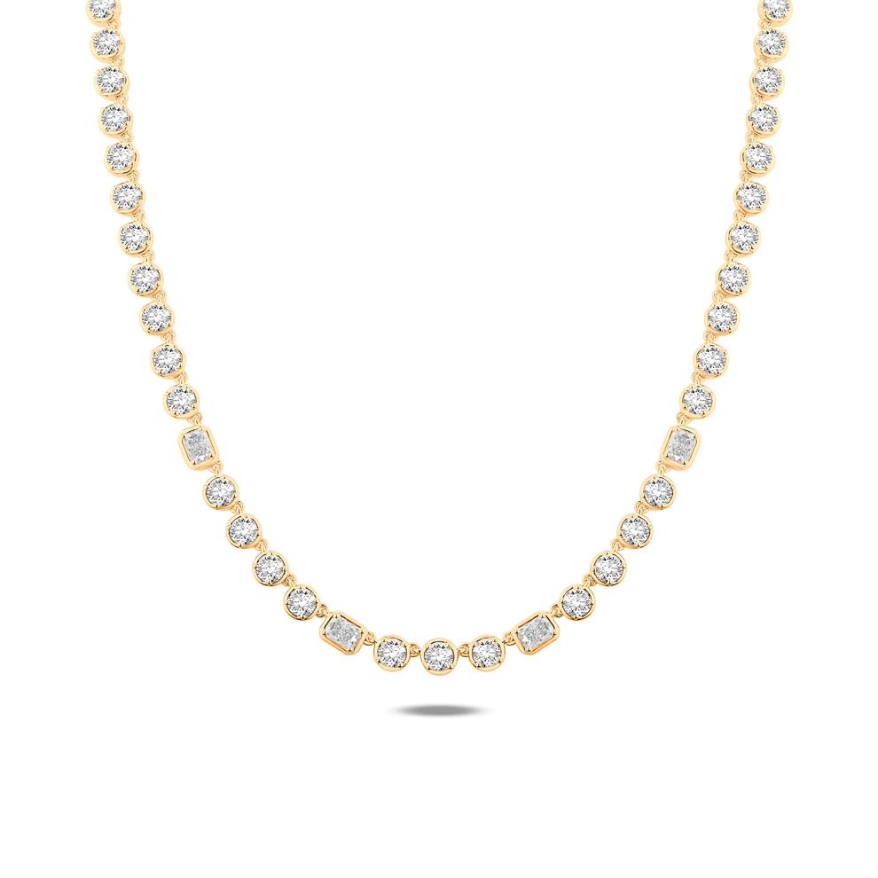 Lab Grown Diamond Tennis Necklace in 14K Yellow Gold (11 ct. tw.) – Image 1 of 3