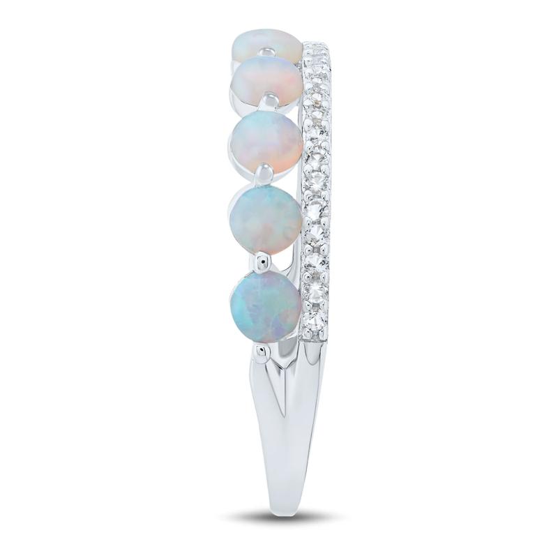 Lab Created Opal and Lab Created White Sapphire Stack Ring in Sterling Silver – Image 2 of 3