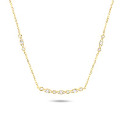 Diamond Round Faux Marquise Necklace in 10K Yellow Gold (1/4 ct. tw.)