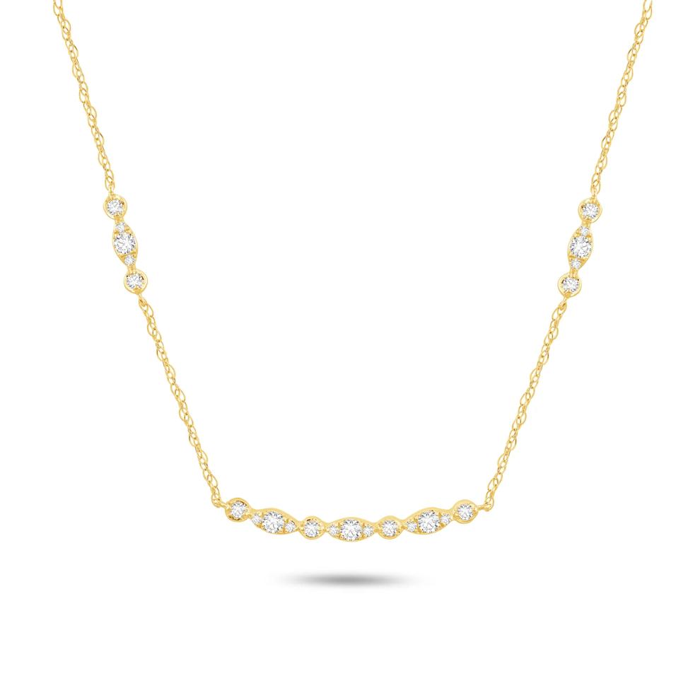 Diamond Round Faux Marquise Necklace in 10K Yellow Gold (1/4 ct. tw.) – Image 1 of 4