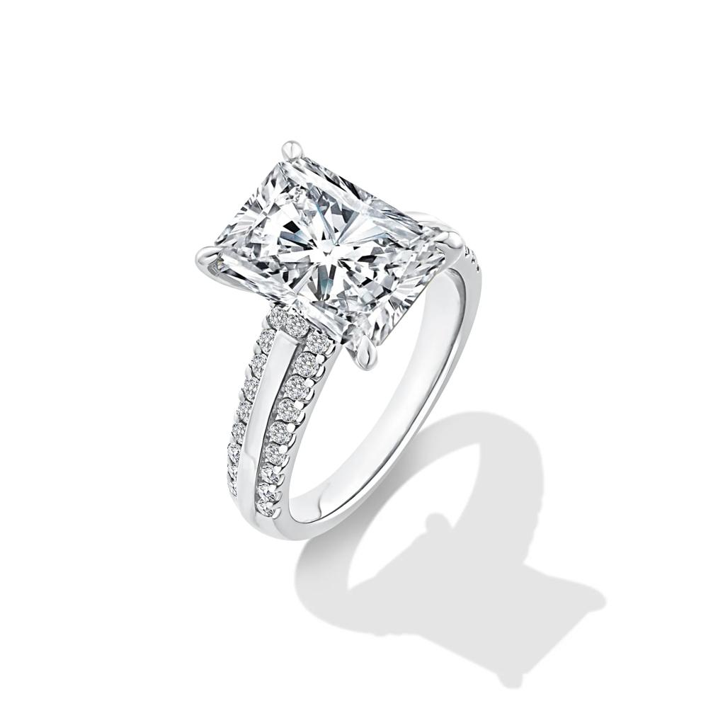 Lab Grown Diamond Radiant Center Engagement Ring in 14K White Gold (5 1/2 ct. tw.) – Image 4 of 4