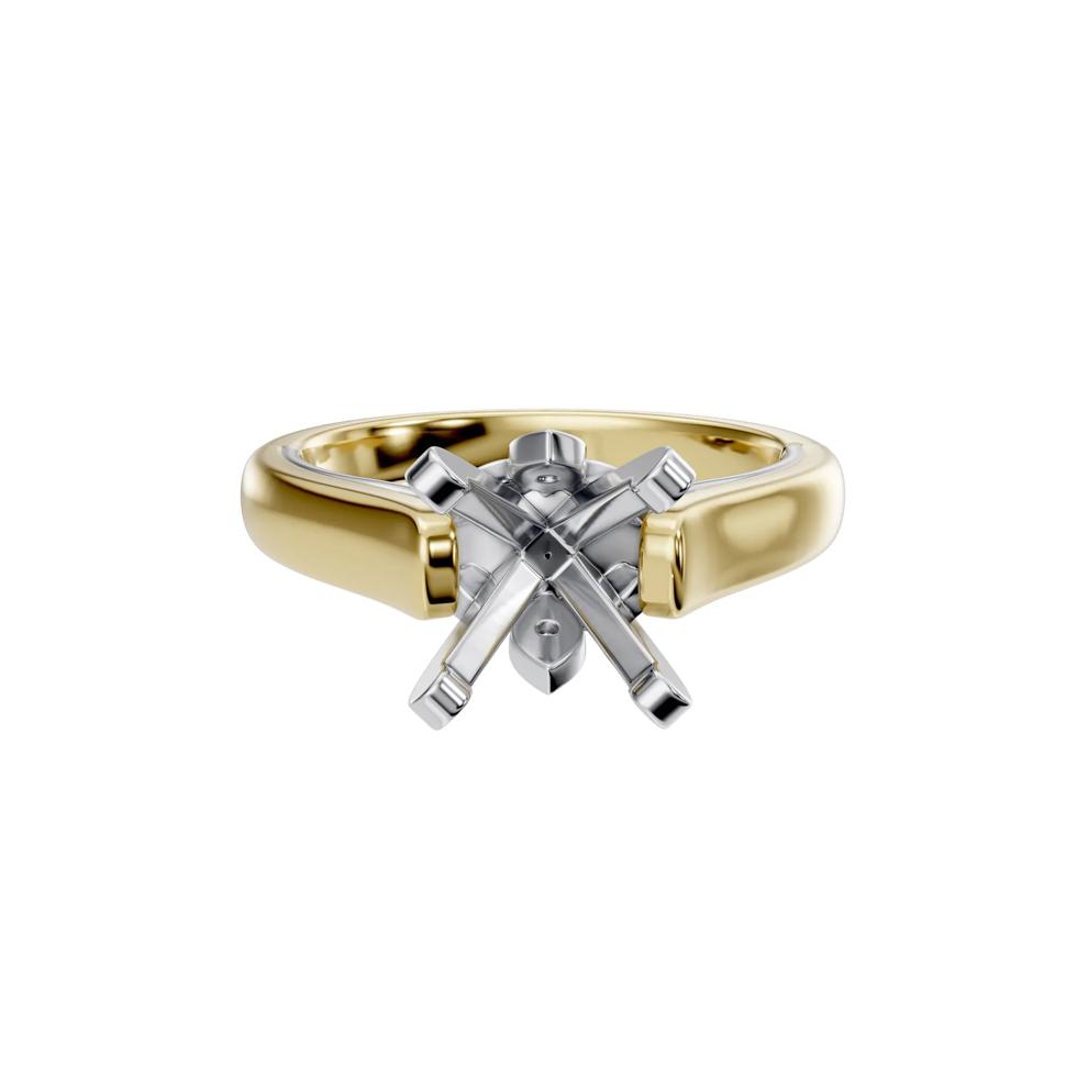 Lab Grown Diamond Accent Semi-Mount Engagement Ring in 14K White and Yellow Gold (Setting Only) – Image 2 of 8