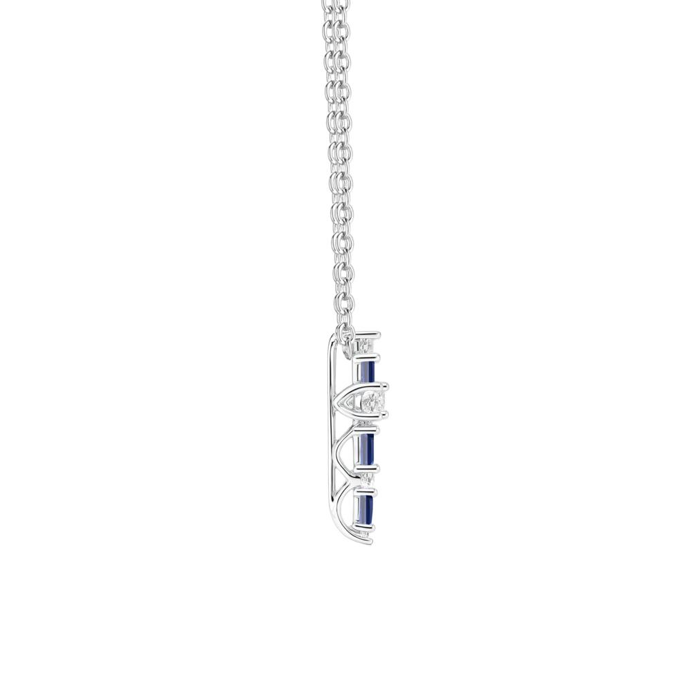 Lab-Created Blue Sapphire &amp; Lab-Created White Sapphire Cross Pendant in Sterling Silver – Image 2 of 3