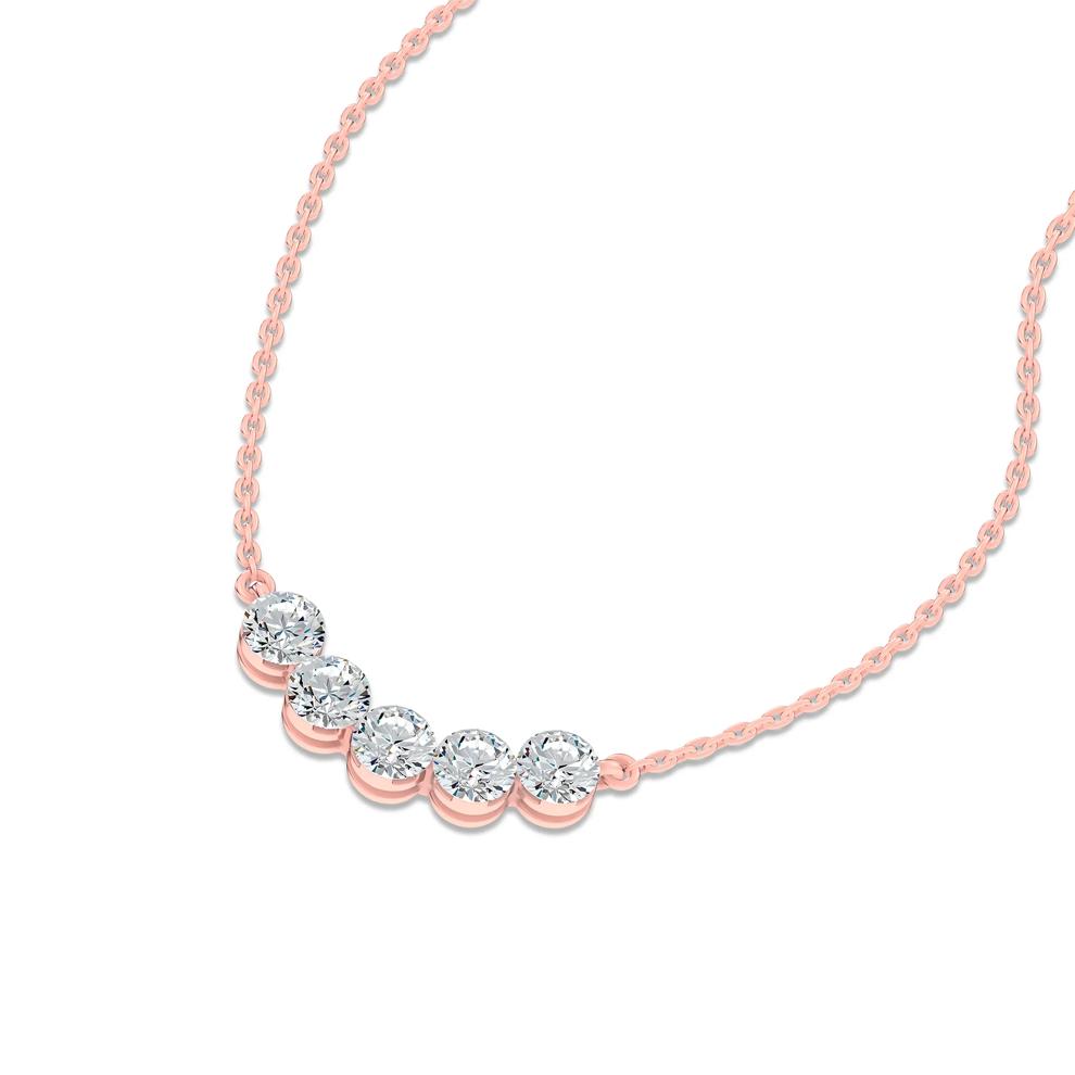 Lab Grown Diamond Invisible Set Five-Stone Smile Necklace in 14K Rose Gold (1 ct. tw.) – Image 4 of 4