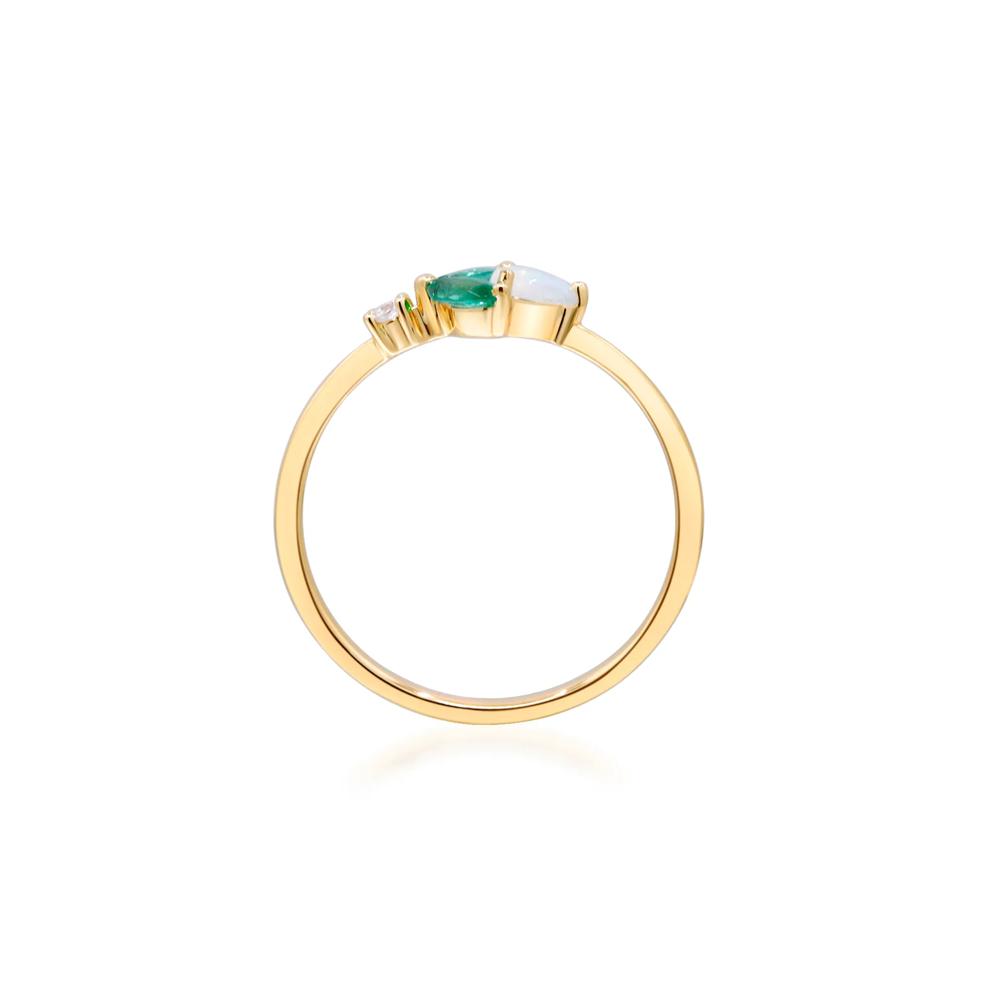 Emerald, Opal and Diamond Accent Ring in 10K Yellow Gold – Image 2 of 5