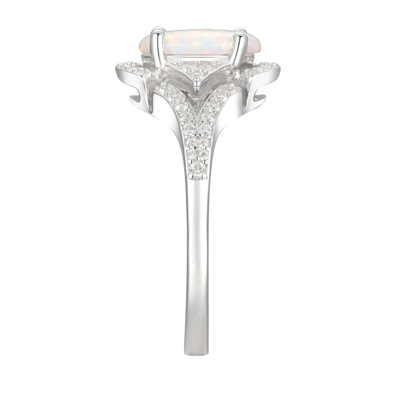 Oval Opal &amp; Lab Created White Sapphire Earring, Pendant &amp; Ring Set in Sterling Silver – Image 8 of 9