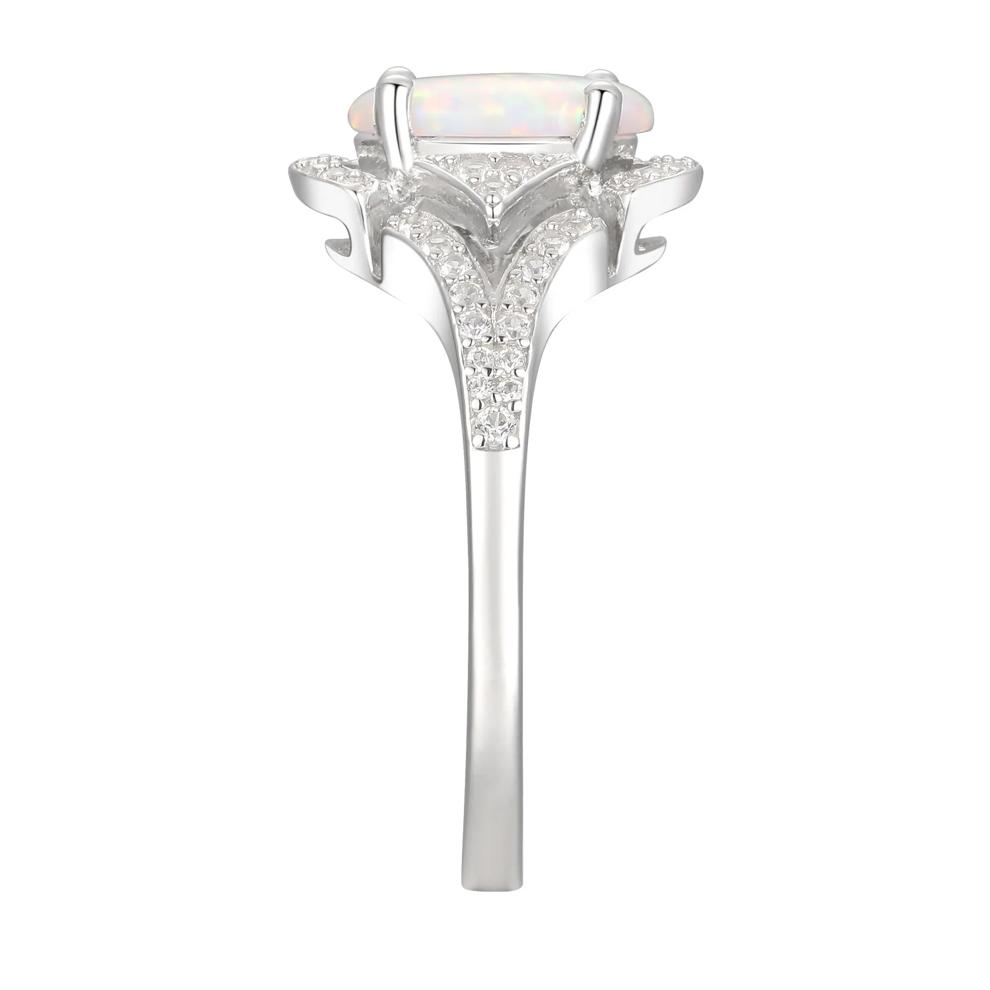 Oval Opal &amp; Lab Created White Sapphire Earring, Pendant &amp; Ring Set in Sterling Silver – Image 4 of 9