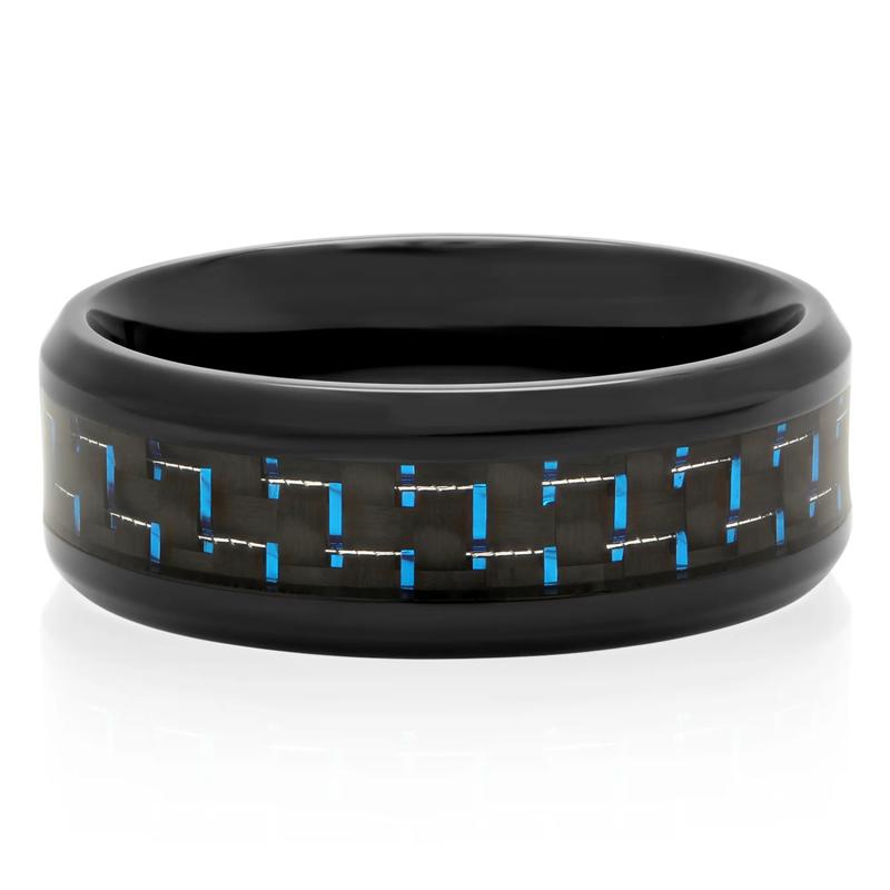 Men&#39;s Band in Carbon Fiber &amp; Stainless Steel, 8MM – Image 1 of 4