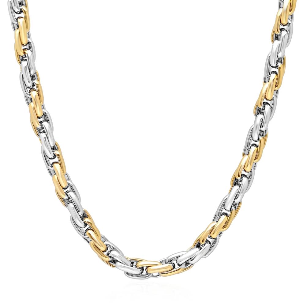 High-Polished Rope Chain in Two-Tone Ion Plated Stainless Steel, 5MM, 24" – Image 1 of 3