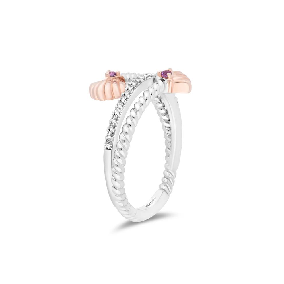 Ariel Shell Diamond and Amethyst Wrap Ring in Sterling Silver and 10K Rose Gold (1/10 ct. tw.) – Image 3 of 4