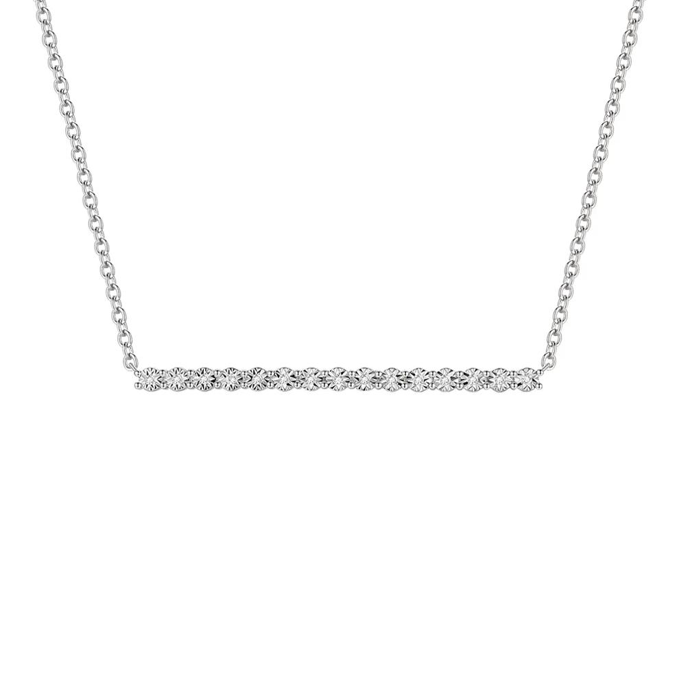 Diamond Accent Illusion Bar Necklace in Sterling Silver – Image 1 of 2