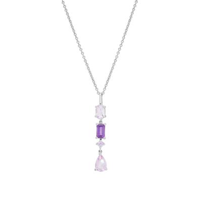 Shades of Amethyst Drop Pendant in Sterling Silver