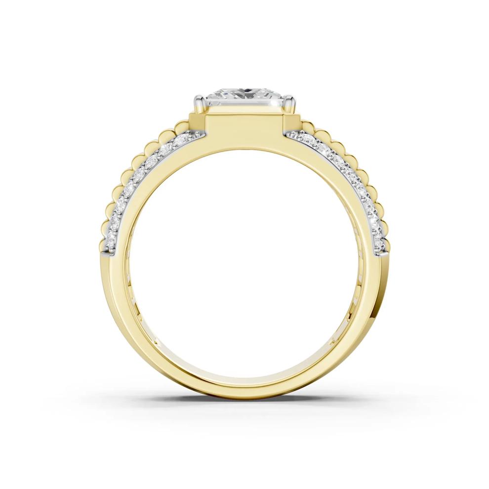 Men's Lab Grown Diamond Princess-Cut &amp; Round Ribbed Band in 10K Yellow Gold (2 1/3 ct. tw.) – Image 4 of 4