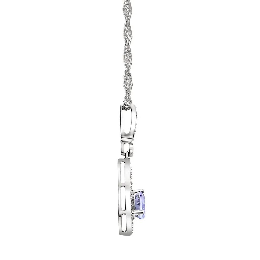 Tanzanite &amp; 1/7 ct. tw. Diamond Pendant in 10K White Gold – Image 2 of 3