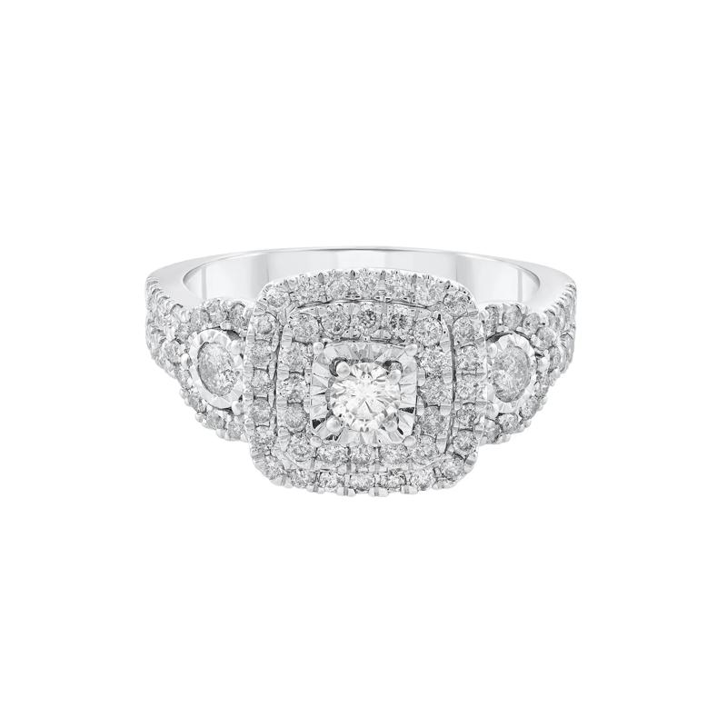 Diamond Three-Stone Ring in 10K White Gold &#40;1 ct. tw.&#41; – Image 1 of 3