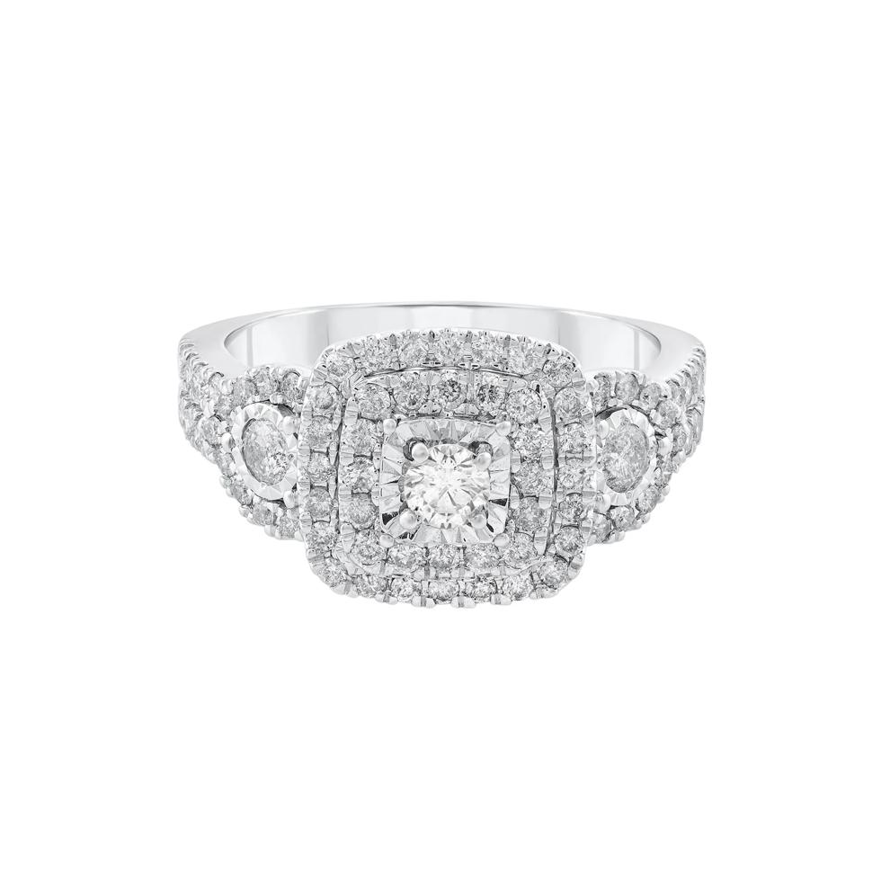 Diamond Three-Stone Ring in 10K White Gold (1 ct. tw.) – Image 1 of 3