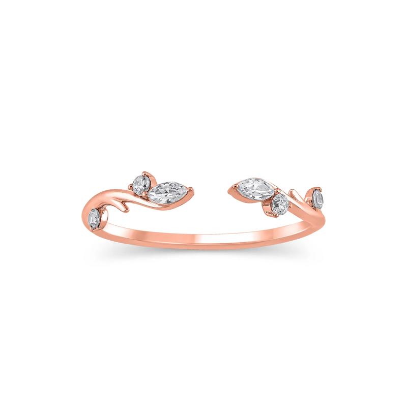 Lab Grown Diamond Round &amp; Marquise Open Stacking Ring in 14K Rose Gold &#40;1/7 ct. tw.&#41; – Image 1 of 3