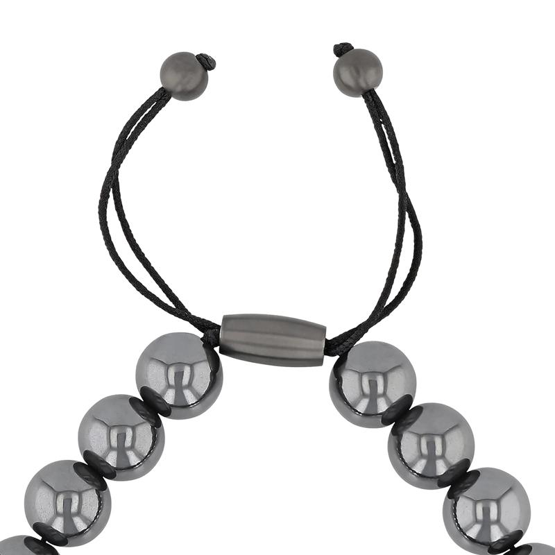 Hematite Bead Bracelet in Gray Stainless Steel – Image 2 of 3