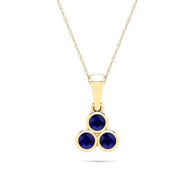 Blue Sapphire Three-Stone Pendant Necklace in 14K Yellow Gold