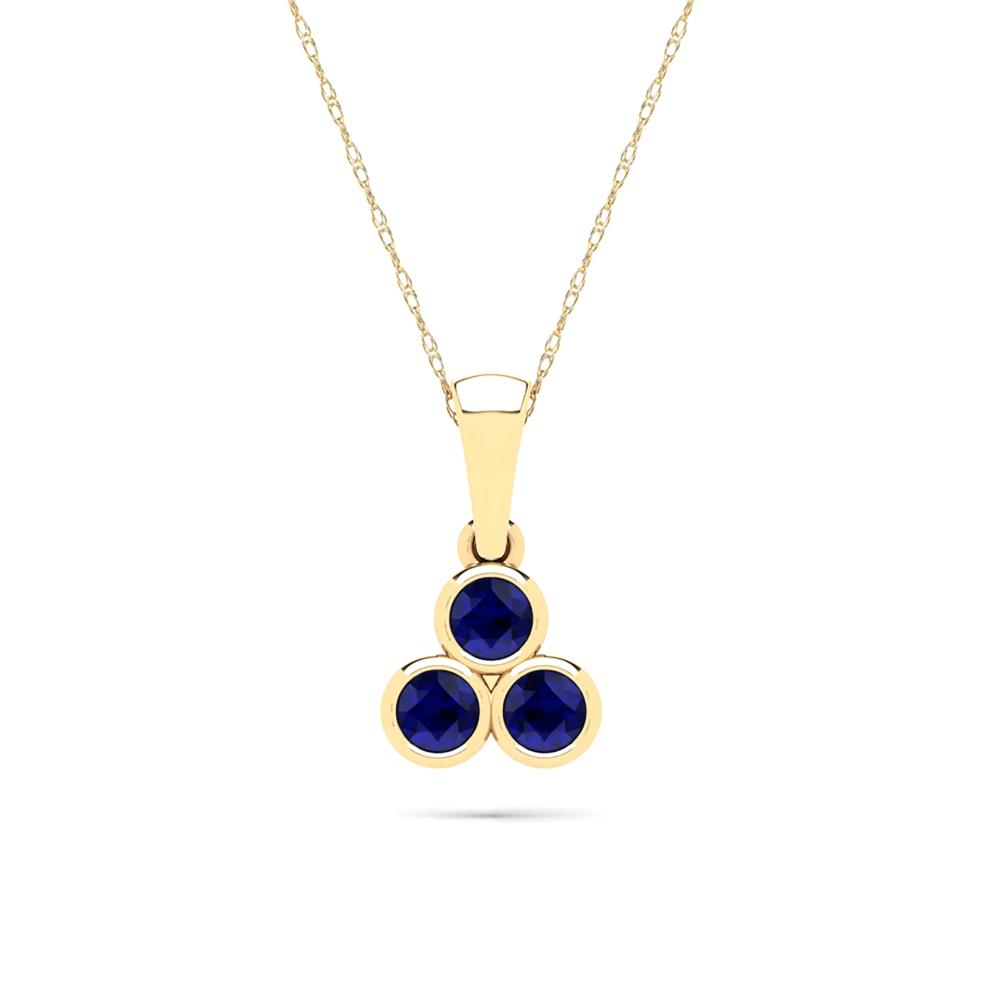 Blue Sapphire Three-Stone Pendant Necklace in 14K Yellow Gold – Image 1 of 4