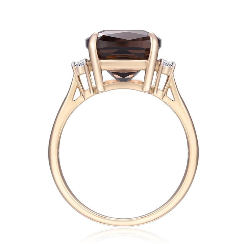 Smoky Quartz and Diamond Accent Ring in 10K Yellow Gold – Image 2 of 3