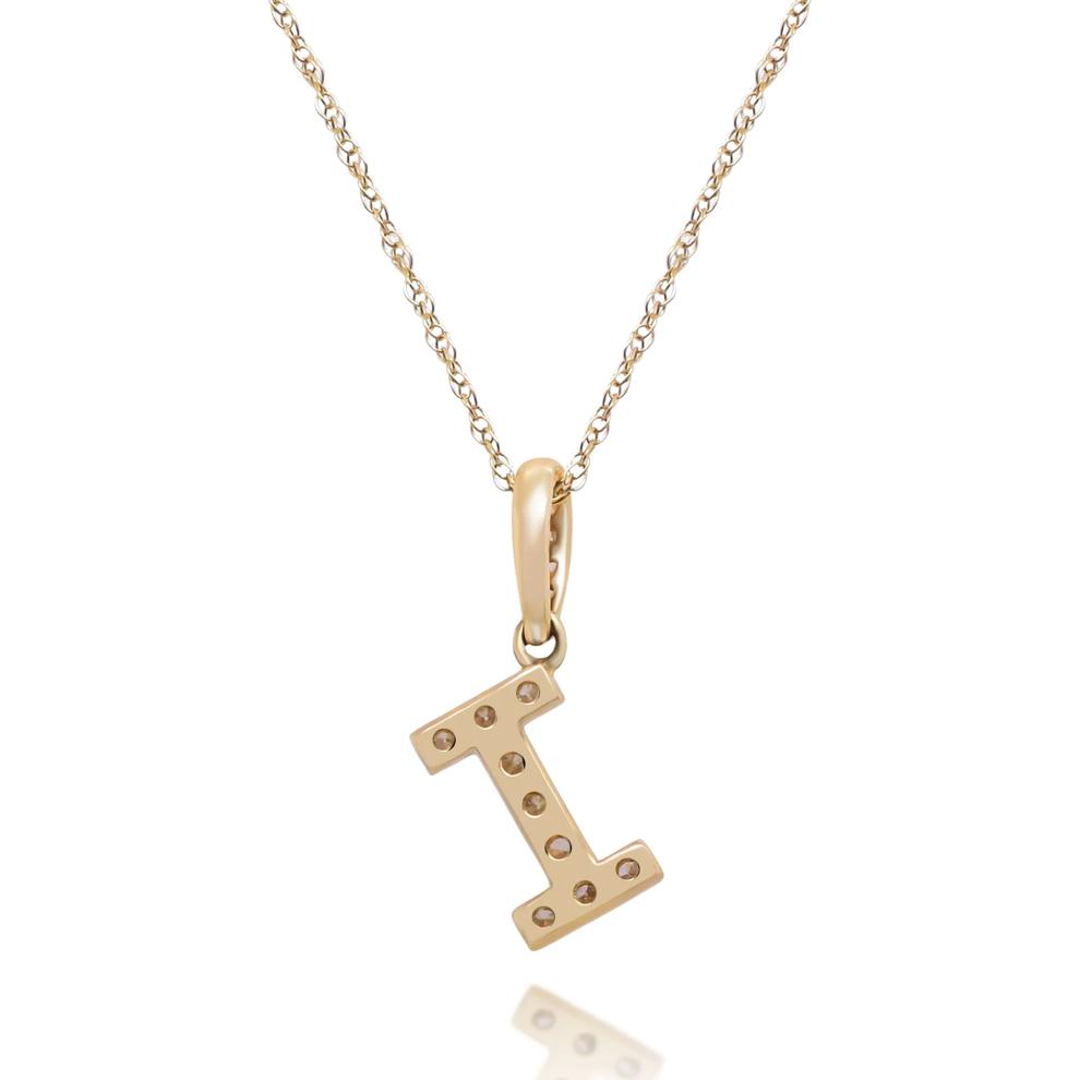 Diamond I Initial Pendant in 10K Yellow Gold (1/8 ct. tw.) – Image 3 of 4