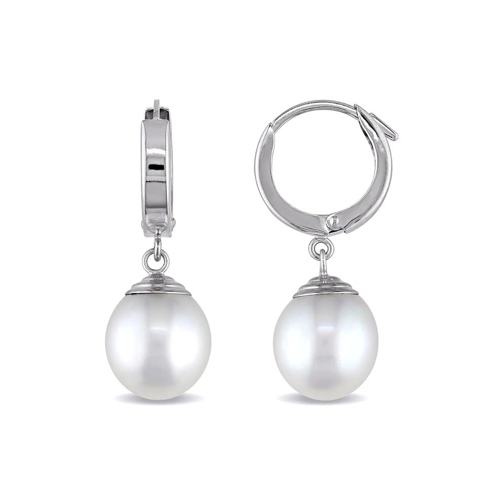 South Sea Pearl Drop Earrings in 14K White Gold – Image 1 of 2