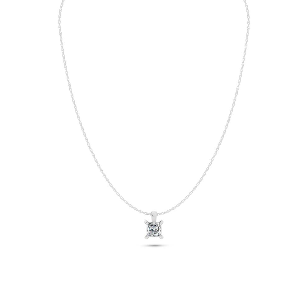 Lab Grown Diamond Princess-Cut Pendant Necklace in 10K White Gold (4 ct. tw.) – Image 1 of 4