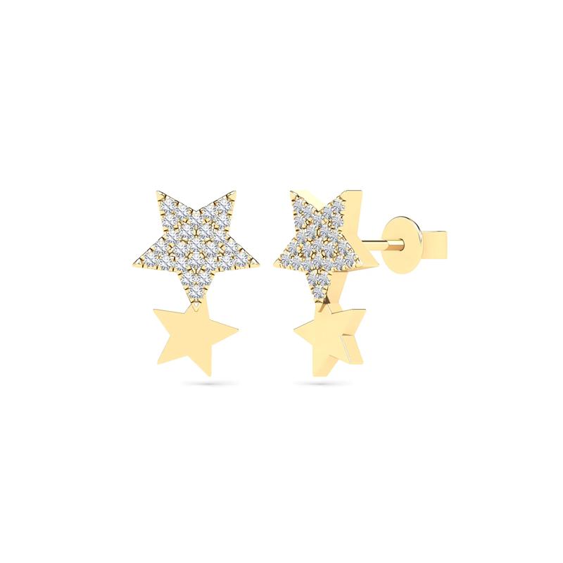 Diamond Star Earrings in 14K Yellow Gold (1/8 ct. tw.) – Image 1 of 1