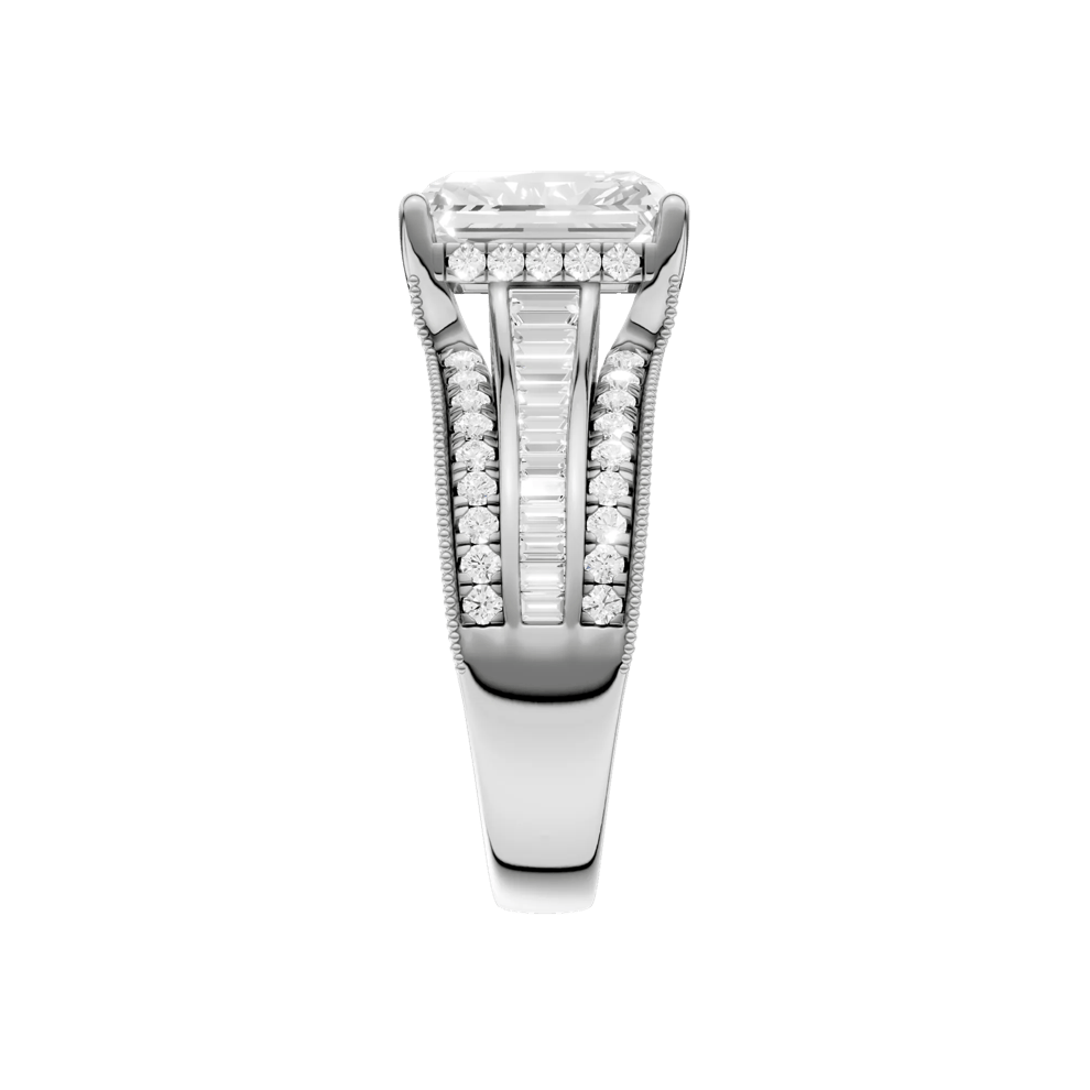Lab Grown Diamond Radiant-Cut Center Engagement Ring in 14K White Gold (3 3/4 ct. tw.) – Image 3 of 5