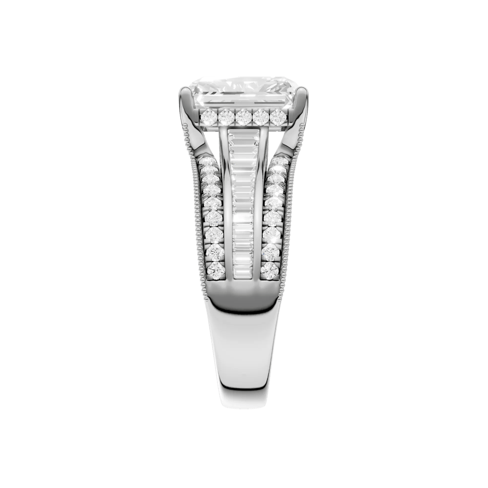 Lab Grown Diamond Radiant-Cut Center Engagement Ring in 14K White Gold (3 3/4 ct. tw.) – Image 3 of 5
