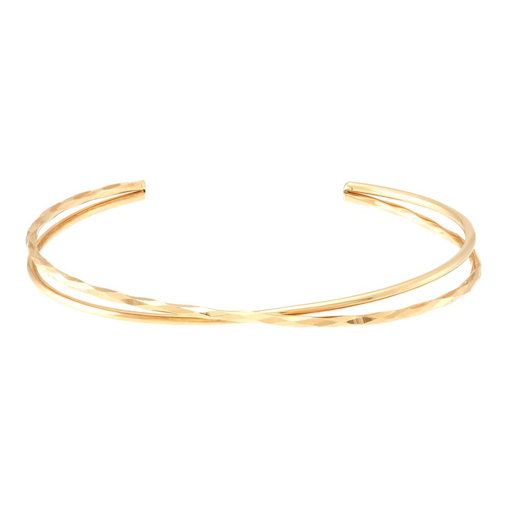 Criss Cross Open Bangle in 10K Yellow Gold, 6.75" – Image 1 of 2